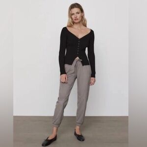 ZARA Womens Faux Suede Jogger Pant 1224/241